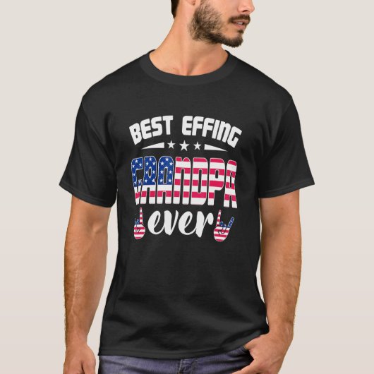 trotse grootvader ooit onder Amerikaanse vlag papa T-shirt (Voorkant)