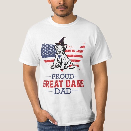 Trotse Grote Deen Papa Amerikaanse vlag  T-shirt (Voorkant)