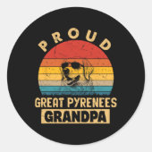 Trotse Grote Pyreneeën Opa Hond Gifts Grappige Gra Ronde Sticker (Voorkant)