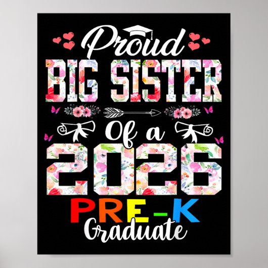 Trotse grote zus van afgestudeerden van de kleuter poster (Voorkant)