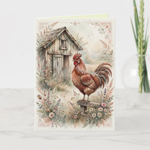 Trotse Haan Cottagecore Boerderij Blanke Kunst Kaart