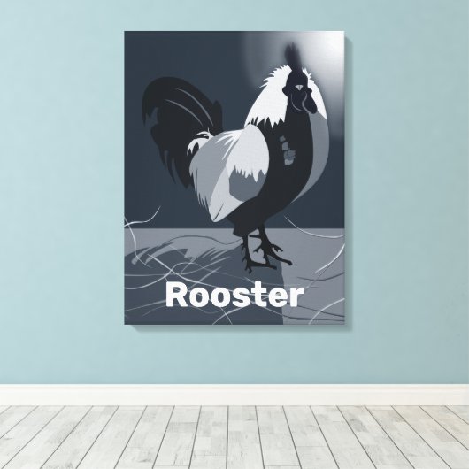 Trotse Haan Donkerblauw Keuken Muurdecoratie Canvas Afdruk (Insitu (Houten vloer))