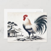 Trotse haan staat voor schuur feestdagenkaart (Voorkant / Achterkant)