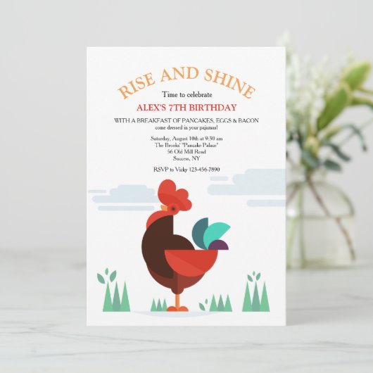 Trotse haan uitnodiging (Staand voorkant)