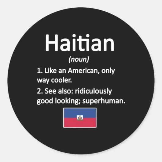 Trotse Haïtiaanse Definitie Haïti Vlag Haïtiaanse  Ronde Sticker (Voorkant)