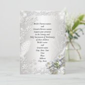 Trotse halfglans trouwuitnodiging met fraai orname kaart (Staand voorkant)