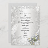 Trotse halfglans trouwuitnodiging met fraai orname kaart (Voorkant / Achterkant)