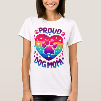 Trotse hond moeder regenboog hart ontwerp t-shirt