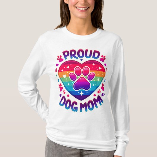 Trotse hond moeder regenboog hart ontwerp t-shirt (Voorkant)