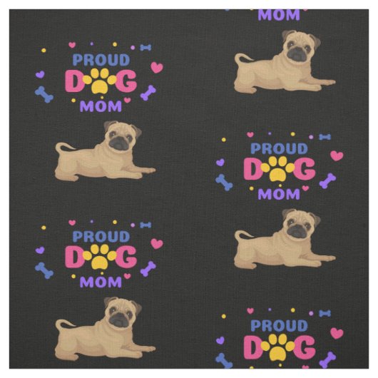 Trotse hond moeder van een mopshond stof (Swatch)
