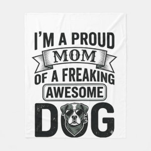 Trotse Hond Moeder Vintage Gravure Vector Design_1 Fleece Deken