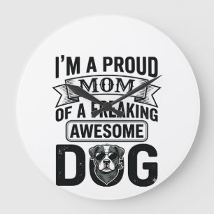 Trotse Hond Moeder Vintage Gravure Vector Design_1 Grote Klok
