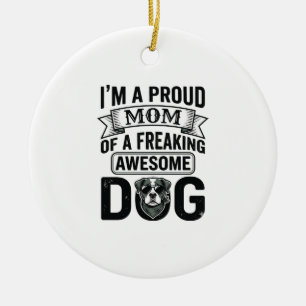 Trotse Hond Moeder Vintage Gravure Vector Design_1 Keramisch Ornament