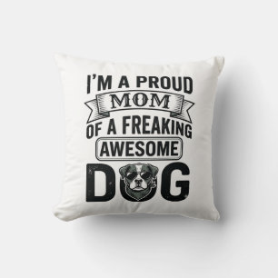 Trotse Hond Moeder Vintage Gravure Vector Design_1 Kussen