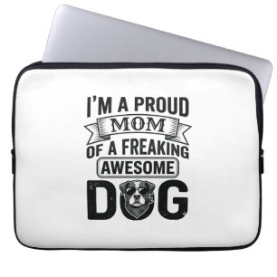 Trotse Hond Moeder Vintage Gravure Vector Design_1 Laptop Sleeve