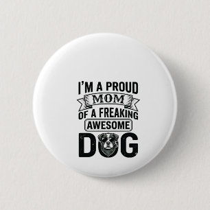 Trotse Hond Moeder Vintage Gravure Vector Design_1 Ronde Button 5,7 Cm