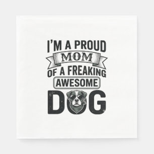 Trotse Hond Moeder Vintage Gravure Vector Design_1 Servet