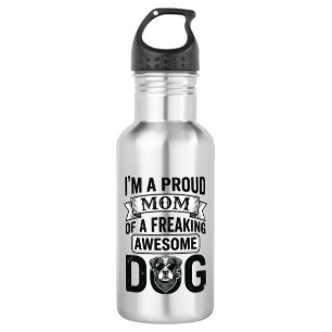 Trotse Hond Moeder Vintage Gravure Vector Design_1 Waterfles