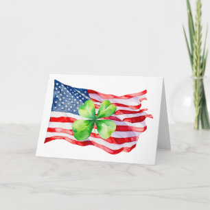Trotse Iers Amerikaanse vlag 4 blad klaver Ierland Kaart