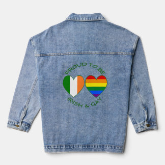 Trotse Ierse en Gay Hart Vlaggen Pride en Ierland  Denim Jacket