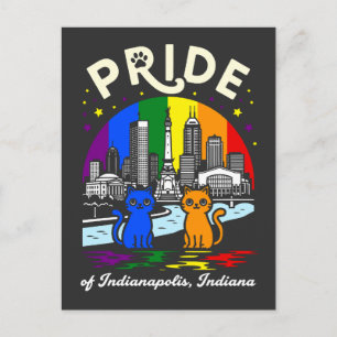 Trotse Indianapolis Stad Indiana Katten Regenboog Briefkaart