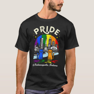 Trotse Indianapolis Stad Indiana Katten Regenboog T-shirt