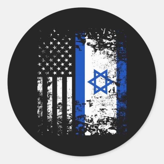 Trotse Israëlische VS vlag Patriottische trots is  Ronde Sticker (Voorkant)