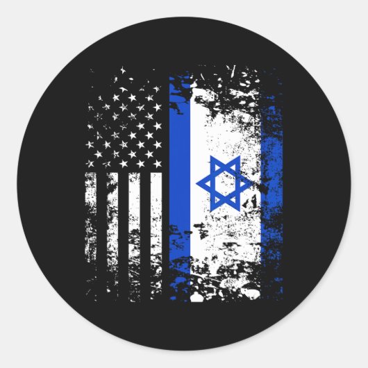Trotse Israëlische VS vlag Patriottische trots is Ronde Sticker (Voorkant)
