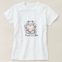 Trotse kat moeder hart knuffel T-shirt