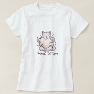 Trotse kat moeder hart knuffel T-shirt