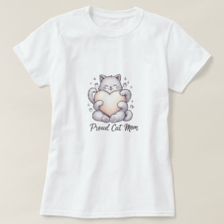 Trotse kat moeder hart knuffel T-shirt