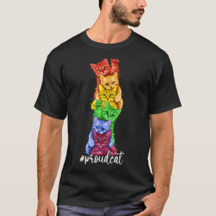Trotse Kat Stapels Regenboog Gay Pride Lgbt Dieren T-shirt