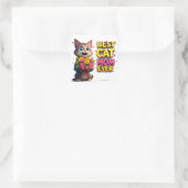 Trotse Kattenmoeder Met Mooie Bloem Kitty 🐱 Vierkante Sticker (Tas)