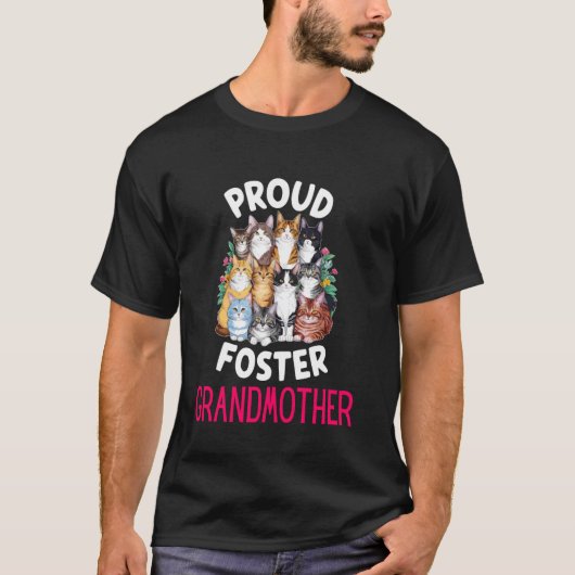 Trotse kattenoppas grootmoeder kat adoptie t-shirt (Voorkant)