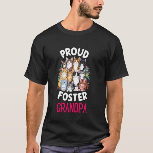 Trotse kattenoppasser opa kat adoptie t-shirt (Voorkant)