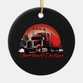 Trotse Kerstman Helper Trucker Kerstmis Keramisch Ornament (Voorkant)
