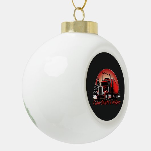 Trotse Kerstman Helper Trucker Kerstmis Keramische Bal Ornament (Links)