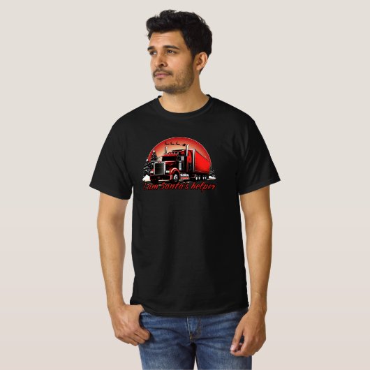 Trotse Kerstman Helper Trucker Kerstmis T-shirt (Voorkant volledig)