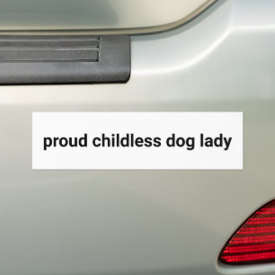 Trotse kinderloze hond dame minimalist grappig wit bumpersticker
