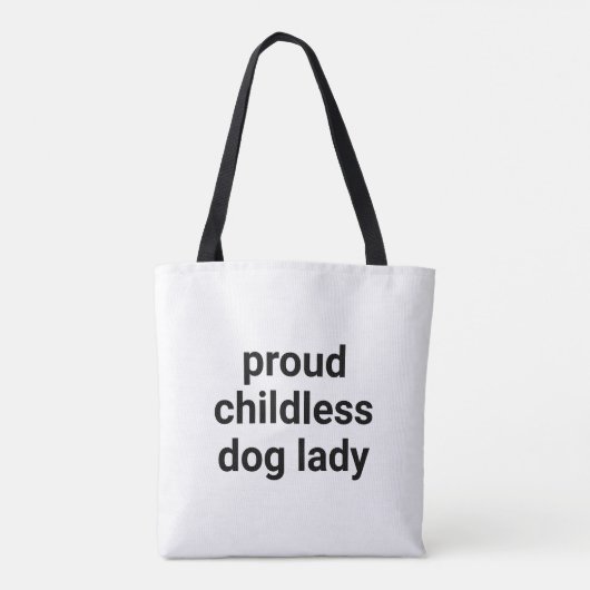 Trotse kinderloze hond dame moderne typografie op  tote bag (Achterkant)