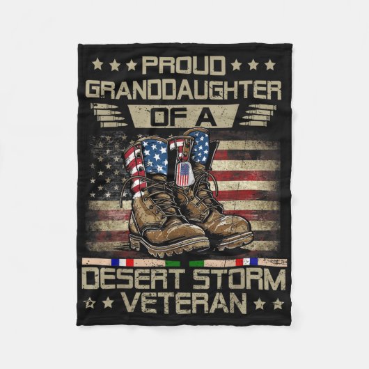 Trotse kleindochter van Desert Storm veteraan fami Fleece Deken (Voorkant)