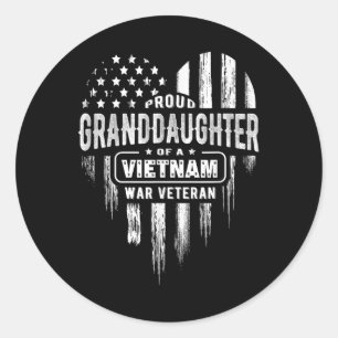 Trotse kleindochter Vietnam oorlog veteraan opa gr Ronde Sticker