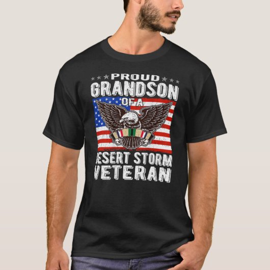 Trotse kleinzoon van Desert Storm Veteran Persian  T-shirt (Voorkant)