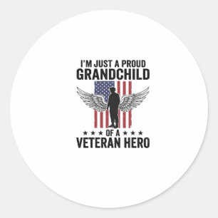 Trotse Kleinzoon van een Veterane Held Patriotisch Ronde Sticker