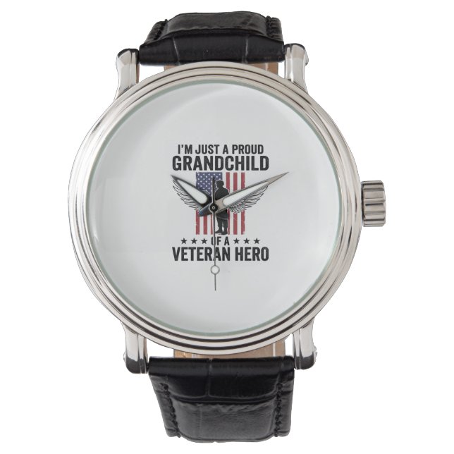 Trotse Kleinzoon van een Veterane Held Patriottisc Horloge (Voorkant)
