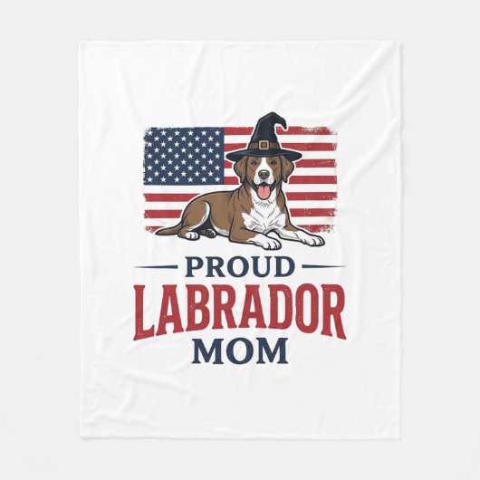 Trotse Labradormoeder Patriottische Hond Halloween Fleece Deken (Voorkant)