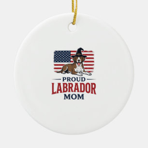 Trotse Labradormoeder Patriottische Hond Halloween Keramisch Ornament