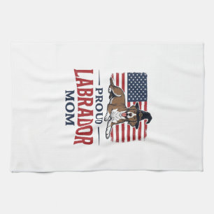Trotse Labradormoeder Patriottische Hond Halloween Theedoek