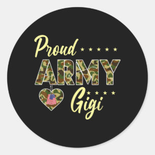 Trotse leger Gigi camouflage soldaat familie liefd Ronde Sticker