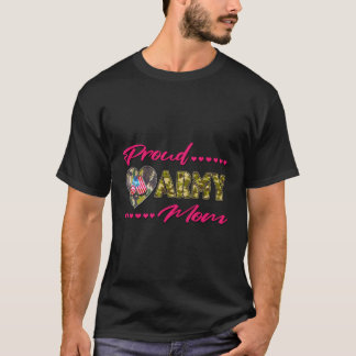 Trotse leger moeder camo us vlag hond tags militai t-shirt